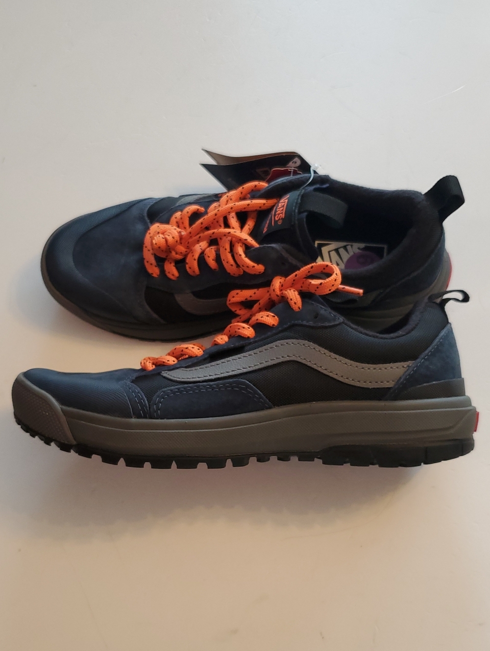 Vans Men’s Navy Sneakers with Bright Orange Laces